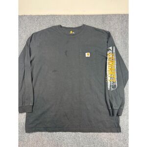 Carhartt Shirt Mens 2XL Black Spell Out Logo Workwear Original Fit Long Sleeve